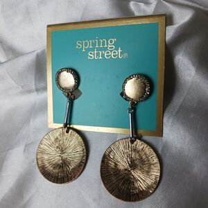 SPRING STREET GOLD TONE DANGLE CLIP ON EARRINGS